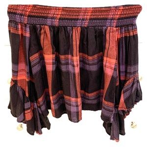 Plaid off shoulder top